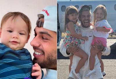 Zé Felipe se reencontra com a família após shows em Portugal