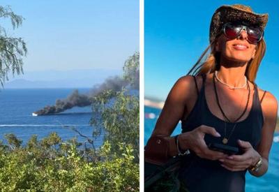 Adriane Galisteu mostra lancha pegando fogo durante viagem: "Estou em choque"