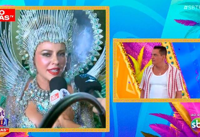 Paolla Oliveira e Leo Dias durante o SBT Folia.