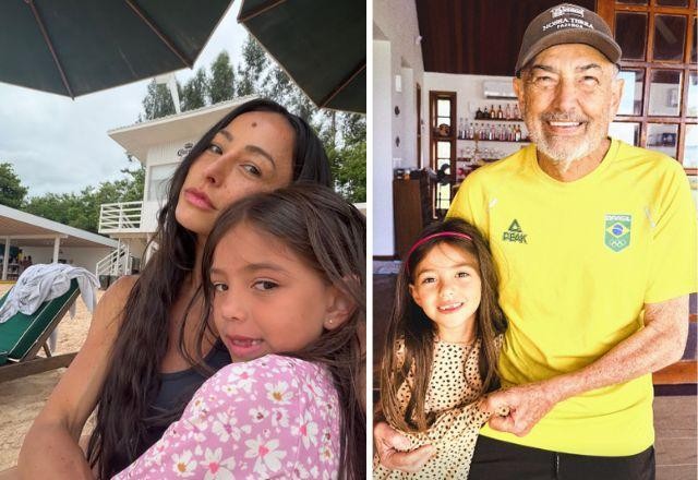 Sabrina Sato com a filha Zoe e o pai Omar.