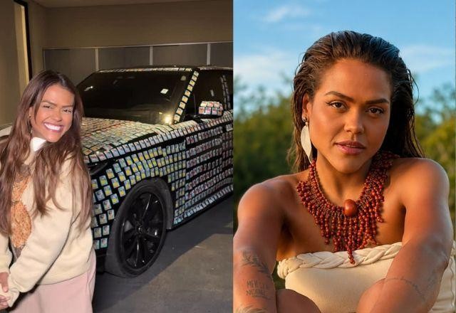 Camila Loures transforma carro milionário do irmão em álbum da Copa e reação viraliza