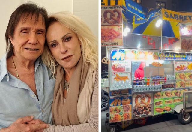 Ana Maria Braga abraça Roberto Carlos em foto.